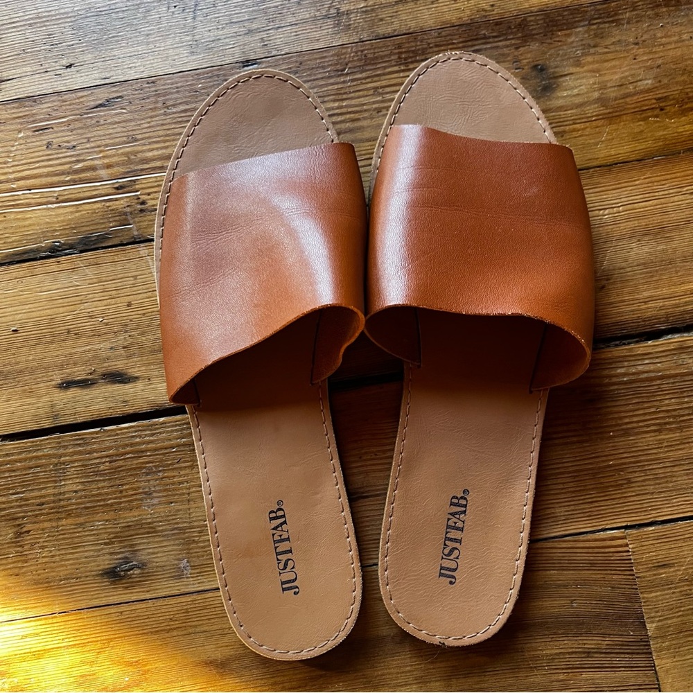 JustFab Women's Brown Slide Sandals